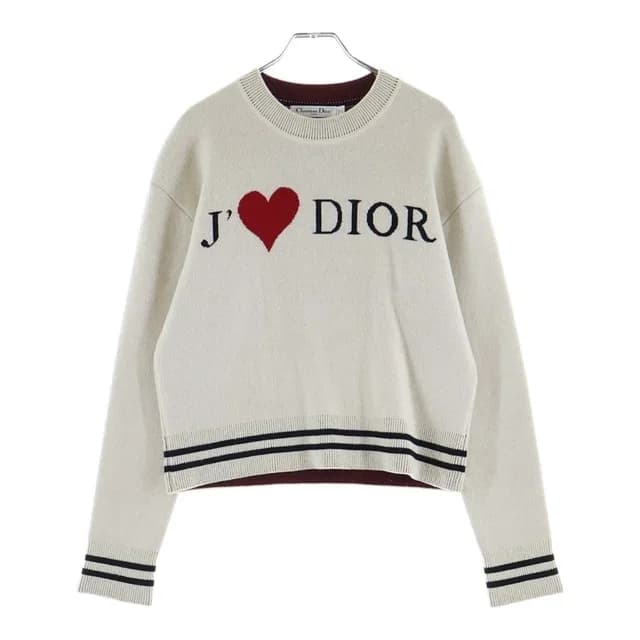 Dior Heart Logo Cashmere Knit Sweater White in White Cashmere from The Reluxe, photo 1 of 1