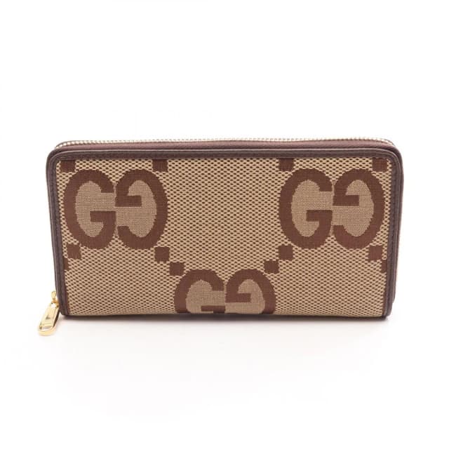 Gucci Round Wallet Jumbo GG Continental Beige Brown Canvas Leather in Brown Canvas from The Reluxe, photo 1 of 1