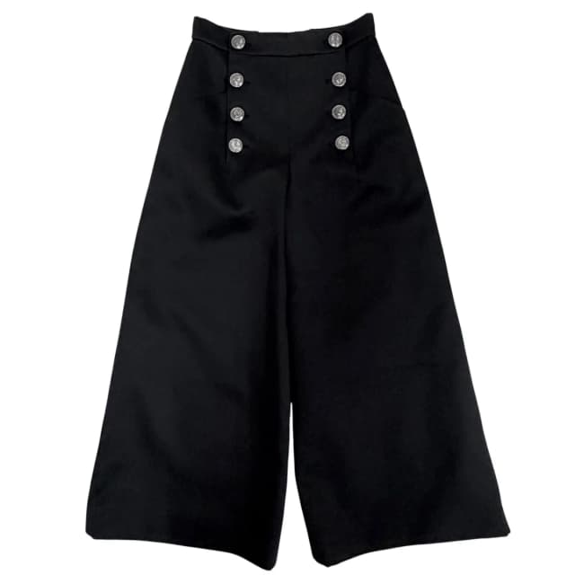 Chanel 100% Cotton CC Logo Anchor Button Wide Pants Black 34 in Black Silk from The Reluxe, photo 1 of 1