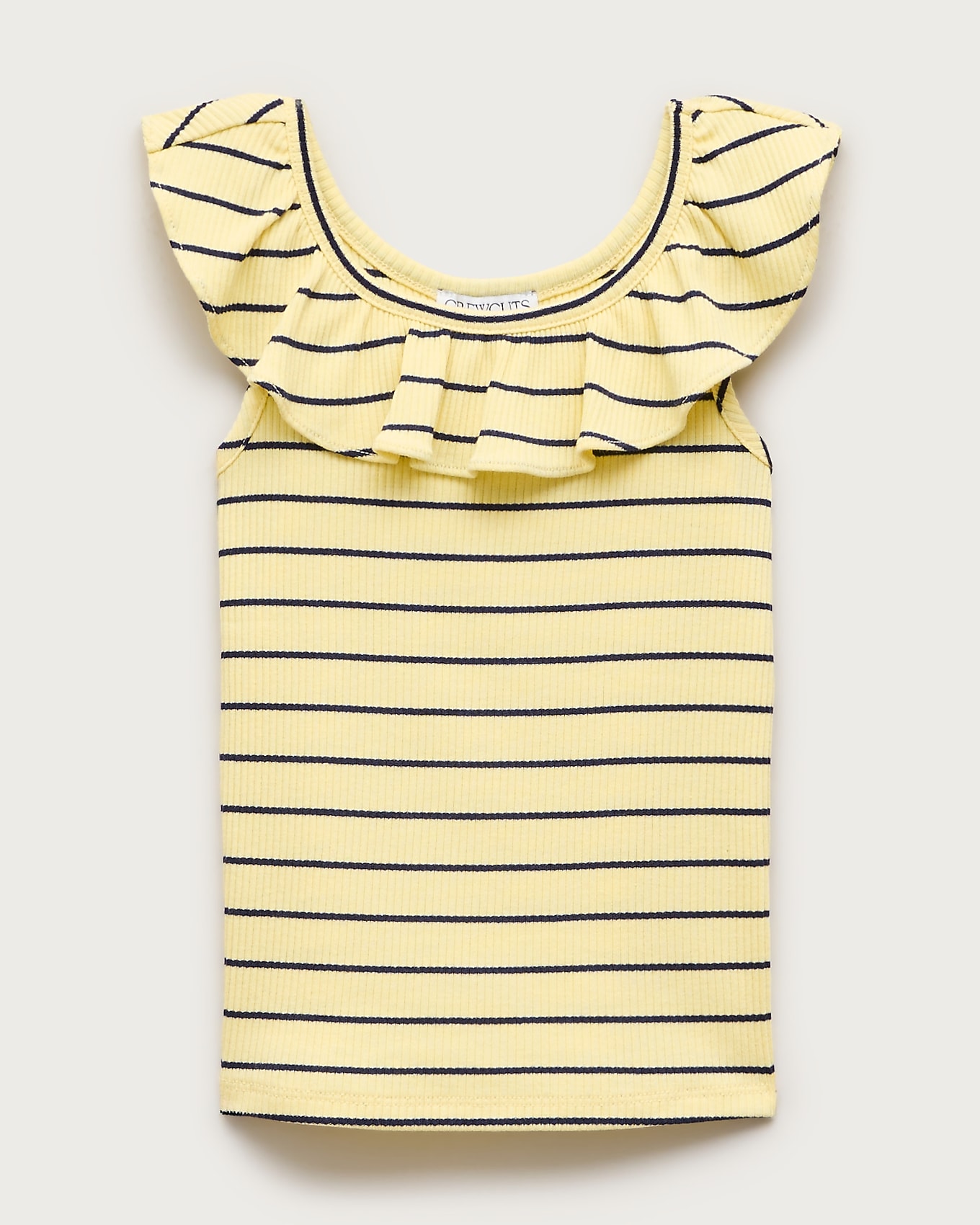 J.Crew Girls' ruffle-shoulder tank top in vintage rib in SUNLIGHT, image 1 of 1 from J.Crew (US)
