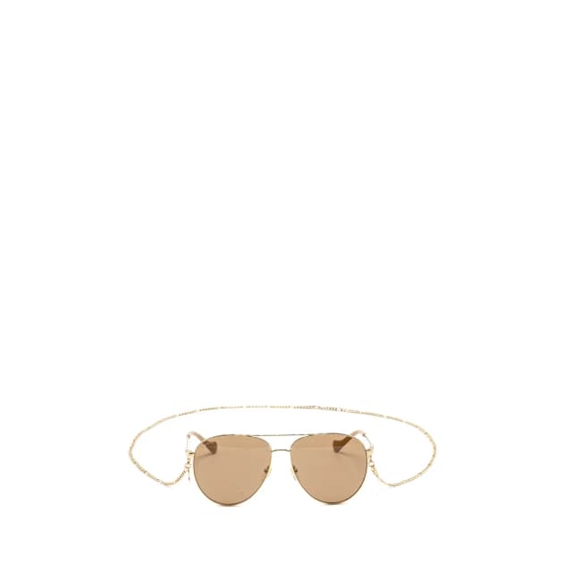 Gucci Interlocking G Sunglasses with Chain Beige Gold Tone in Beige from EMIER, photo 1 of 1