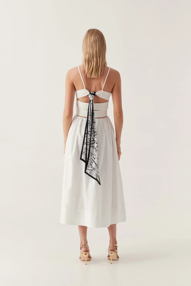 AJE Danica Tie Back Midi Dress in IVORY, image 1 of 1 from Aje