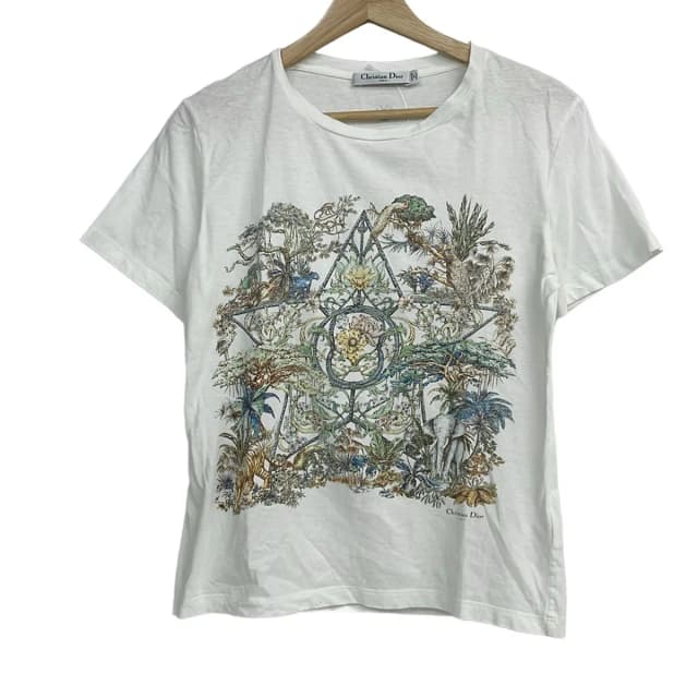 Dior Short Sleeve T-Shirt White Green Multi Crew Neck Floral Pattern M in White from The Reluxe, photo 1 of 1
