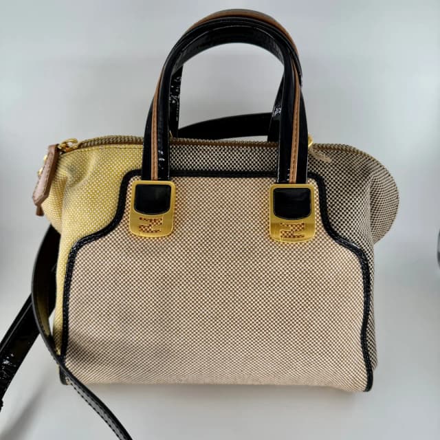 Fendi Cream and Yellow Satchel Bag in White from SparklesnDreams, photo 1 of 1