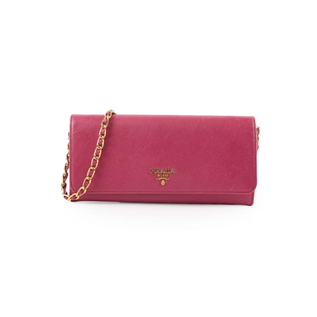 Prada Long Wallet on Chain WOC Dark Pink in Pink Leather from The Purse Affair, photo 1 of 1