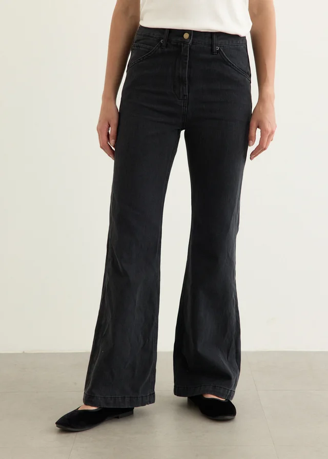 Low Classic Cinch Back Bootcut Denim Jeans in BLACK, image 1 of 1 from Incu