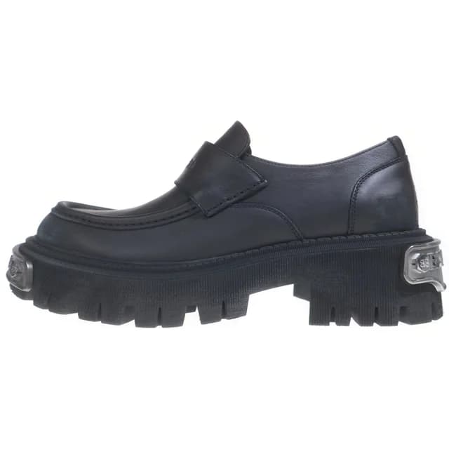 Balenciaga Tractor Loafers Distressed Leather Shoes with Loafers Plate Black in Black Leather from The Reluxe, photo 1 of 1