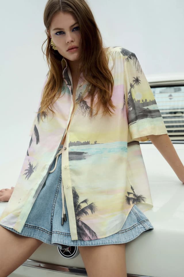 AJE Paradise Shirt in SUNSET SKY, image 1 of 1 from Aje
