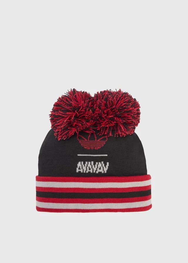 Adidas x Avavav Pom Pom Beanie in black-better scarlet, image 1 of 1 from Incu