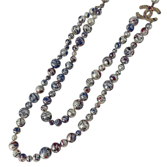 Chanel Necklace CC Logo Long Paint Faux Pearl Gold in Gold from The Reluxe, photo 1 of 1