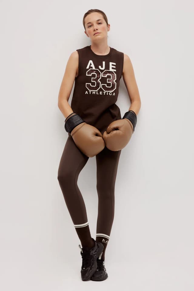 Athletica Wild Varsity Tank in CHOCOLATE, image 1 of 1 from Aje