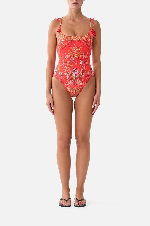 Camilla eBoutique STRAIGHT NECK ONE PIECE WITH ROSETTE DETAIL OLÉ OLÉ, image 1 of 1 from CAMILLA