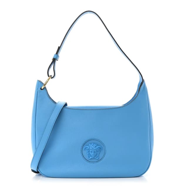 Versace La Medusa Hobo Calfskin Leather Bag - Blue in Blue Calfskin from H&T, photo 1 of 1