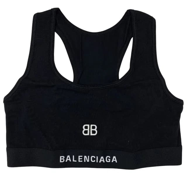 Balenciaga Jersey Logo Sports Bra Stretch Inner Wear Cotton Black in Black from The Reluxe, photo 1 of 1