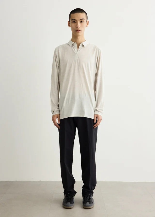 Veilance Frame Long Sleeve Polo in Dark Cocoon Heather, image 1 of 1 from Incu