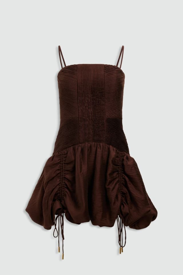 AJE Contour Mini Dress in CHOCOLATE, image 1 of 1 from Aje