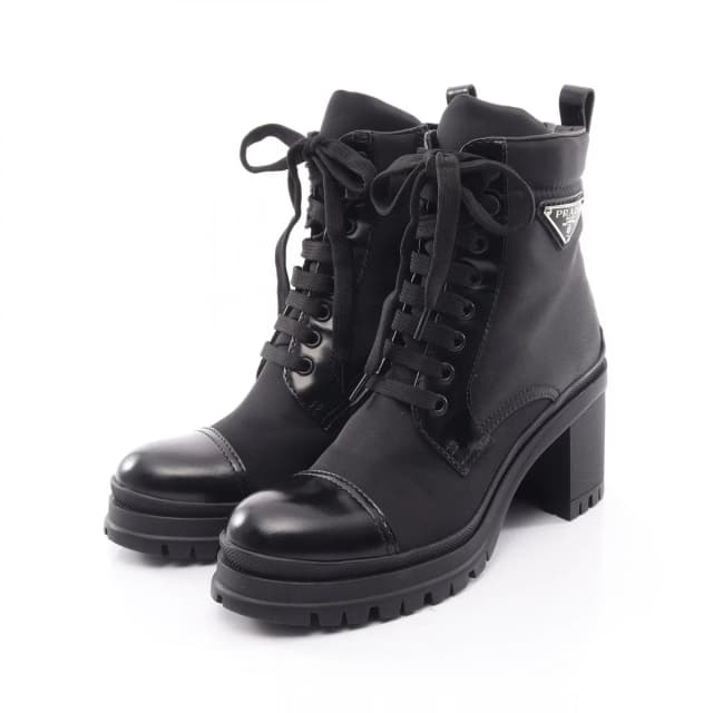 Prada Boots Re-Nylon Triangle Logo Lace Up Nylon Leather in Nylon from The Reluxe, photo 1 of 1