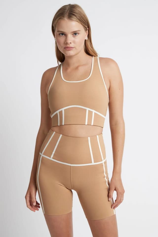 Athletica Bonded Seam Short Bike Shorts 605 in BEIGE/LIGHT IVORY, image 1 of 1 from Aje