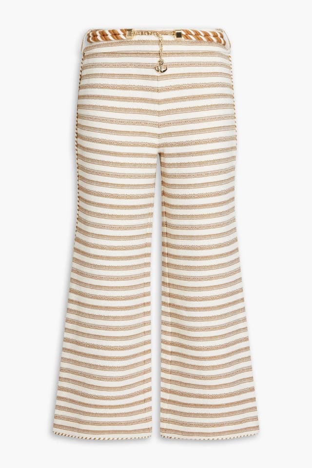 Zimmermann Striped Cotton-Blend Canvas Straight-Leg Pants in Camel, image 1 of 1 from THE OUTNET