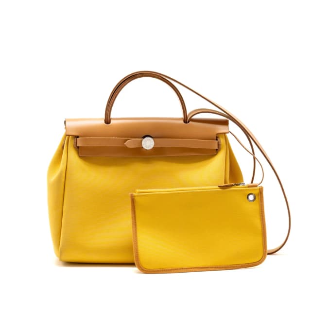 Hermès Herbag 31 Zip Bag Canvas/ Hunter Leather Soleil/ Naturel-Sable SHW Stamp B in Beige Canvas from EMIER, photo 1 of 1