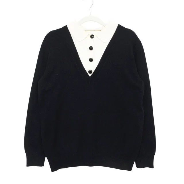 Louis Vuitton Blend Knit Sweater Long Sleeve Layered 2-Way Top S Navy in Navy Cashmere from The Reluxe, photo 1 of 1