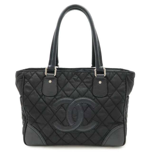 Chanel Paris New York Klein Quilted CC Logo Tote Shoulder Bag Nylon Canvas Black in Black Canvas from The Reluxe, photo 1 of 1