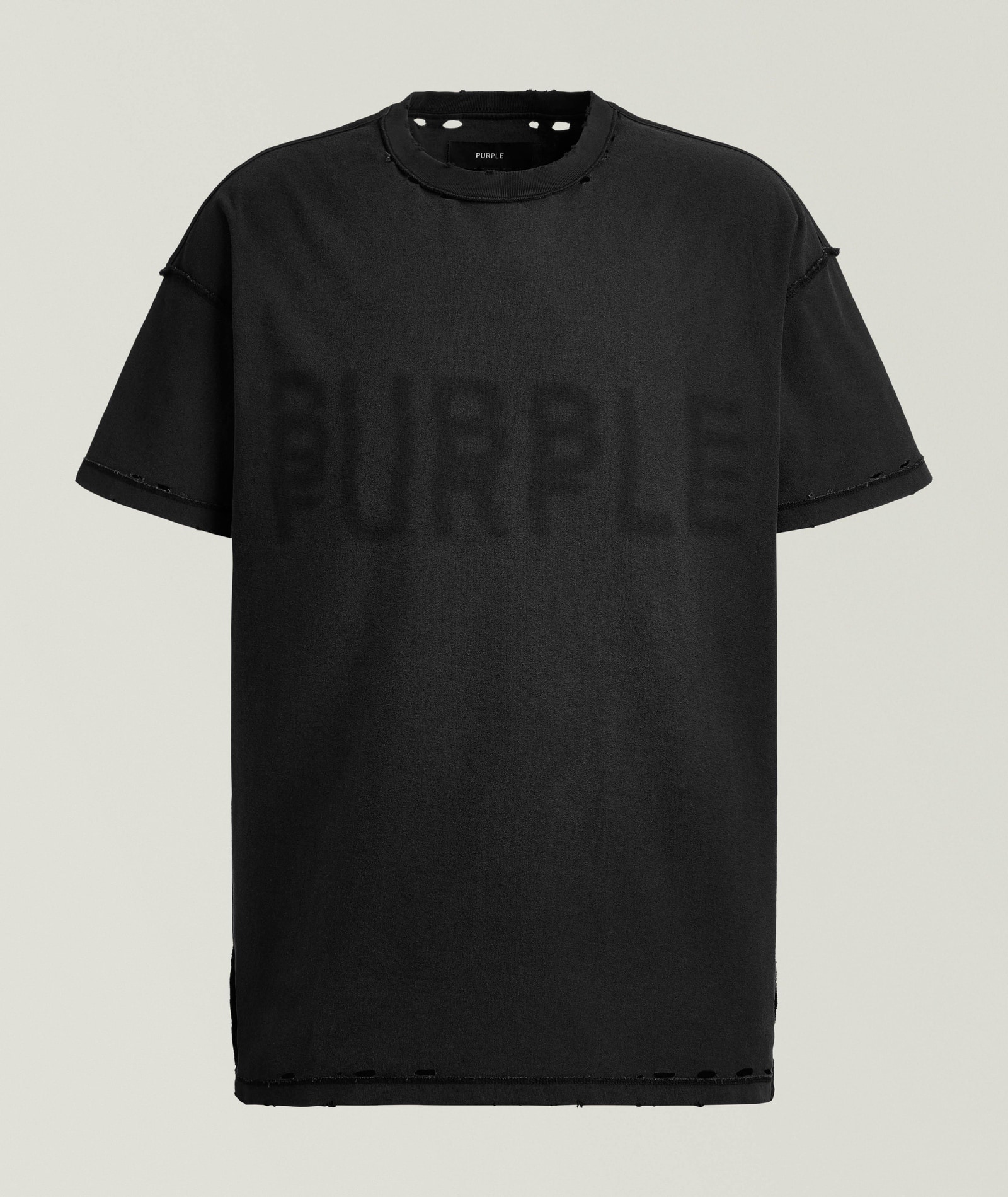 Purple Brand Inside-Out-Seams Cotton Logo T-Shirt in Black Cotton & Cotton Blends, image 1 of 1 from Harry Rosen