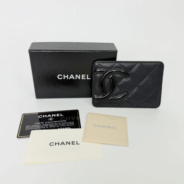Chanel CC Logo Quilted Card Case Leather Black Vintage in Black Leather from The Reluxe, photo 1 of 1