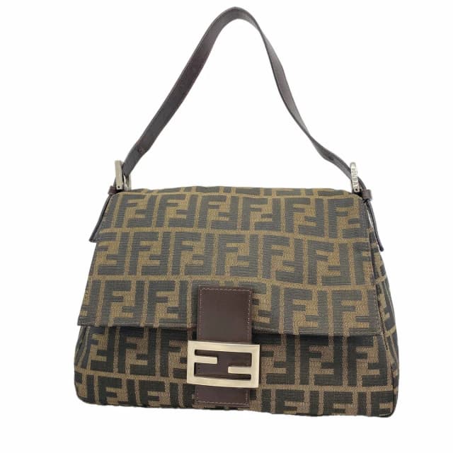 Fendi Handbag Zucca Mamma Bucket Nylon Canvas Brown Silver in Brown Canvas from The Reluxe, photo 1 of 1