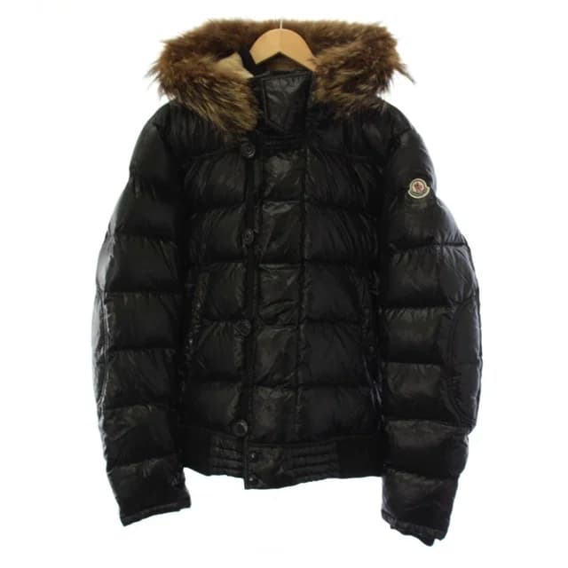 Moncler Veyle Down Jacket Hoodie Coyote Fur 4 Black in Black Nylon from The Reluxe, photo 1 of 1