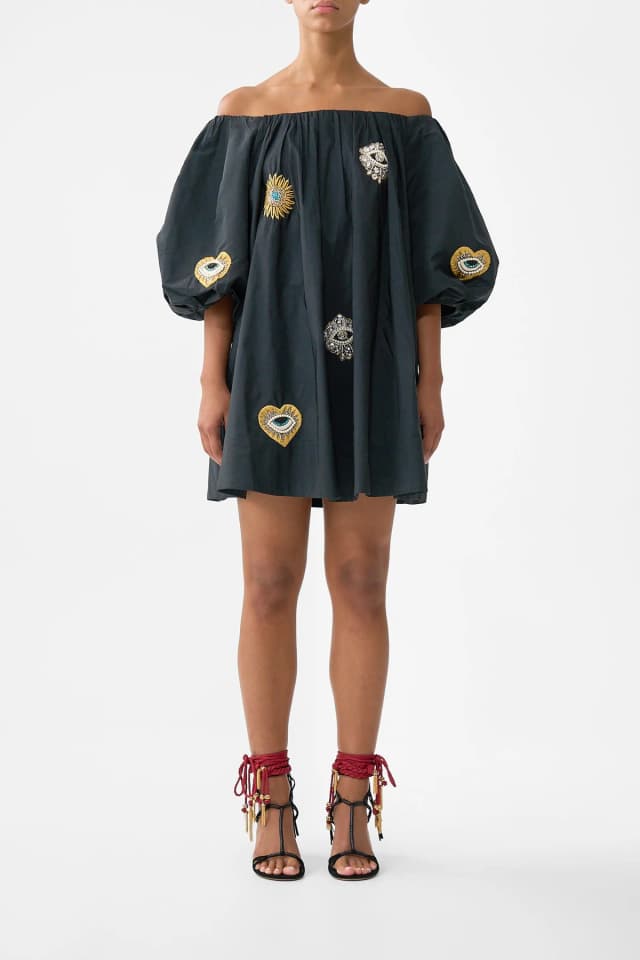 Camilla eBoutique OFF SHOULDER PUFF DRESS AMULETS AND ALCHEMY, image 1 of 1 from CAMILLA