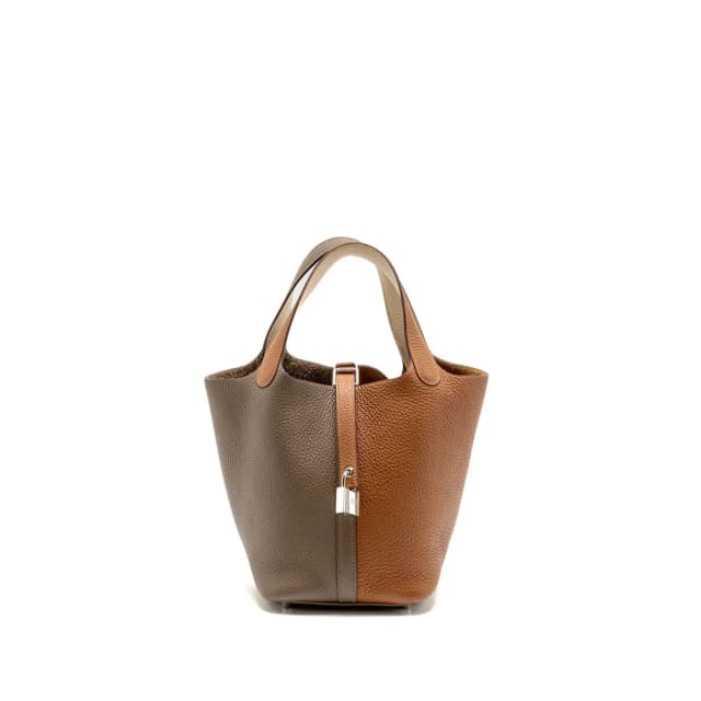 Hermès Picotin 18 Lock Bag Clemence Gold/ Etoupe/ Nata SHW Stamp Z in Taupe Clemence leather from EMIER, photo 1 of 1