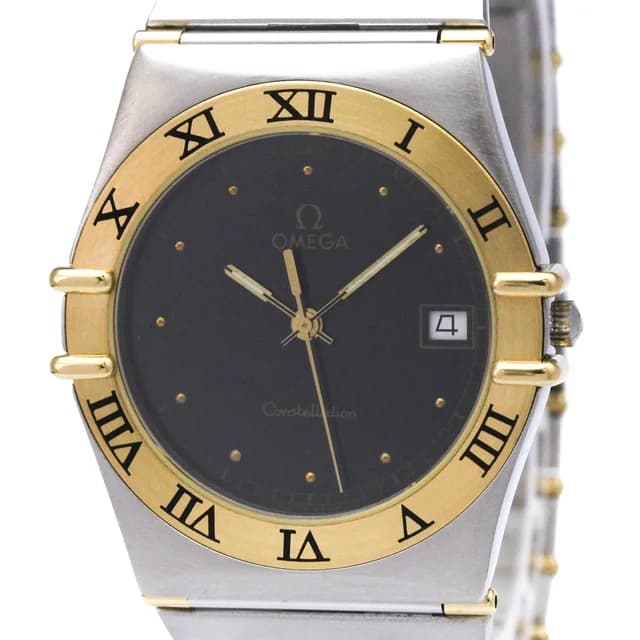 Omega Constellation 18K Gold Steel Quartz Mens Watch 396.1070 Polished in Black from Elady, photo 1 of 1