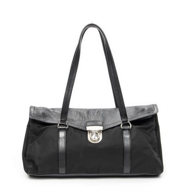 Prada Rectangle Flap Shoulder Bag Black Nylon Canvas in Black Canvas from The Reluxe, photo 1 of 1