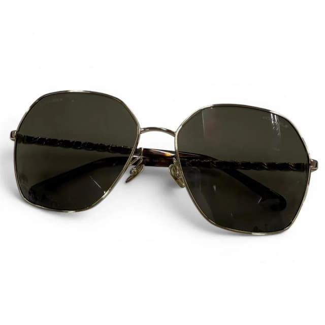 Chanel CC Logo Hexagon Chain Sunglasses Gold Black Demo Lens Eyewear in Black from The Reluxe, photo 1 of 1