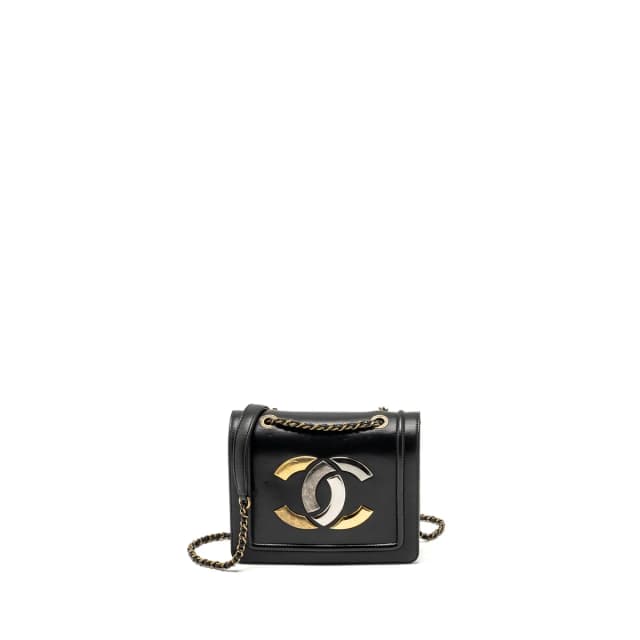 Chanel CC logo square flap bag lambskin black SHW in Black Lambskin from EMIER, photo 1 of 1