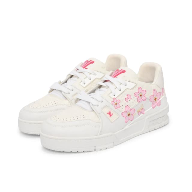 Louis Vuitton x TM Embossed Monogram Cherry Blossom Trainer Sneakers 38 in White from Blue Spinach, photo 1 of 1