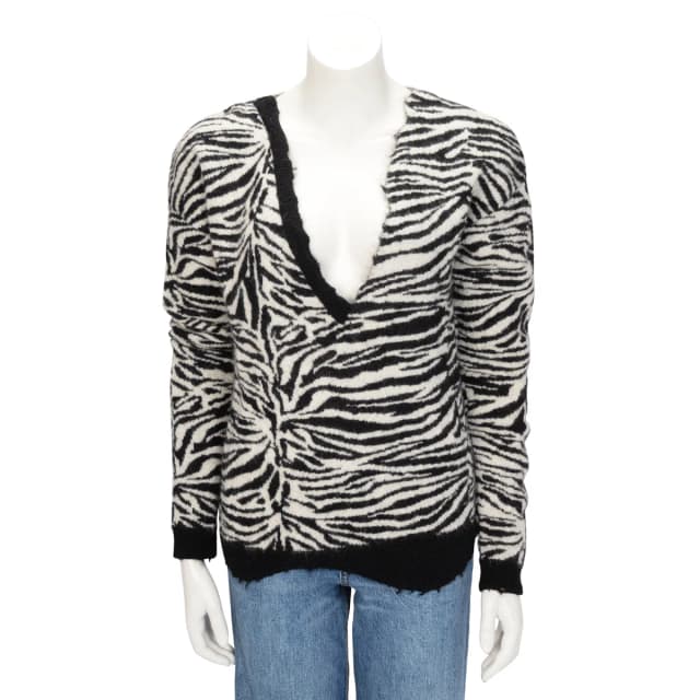 Saint Laurent Mohair Blend Zebra Sweater XS in Black & White Nylon from Blue Spinach, photo 1 of 1