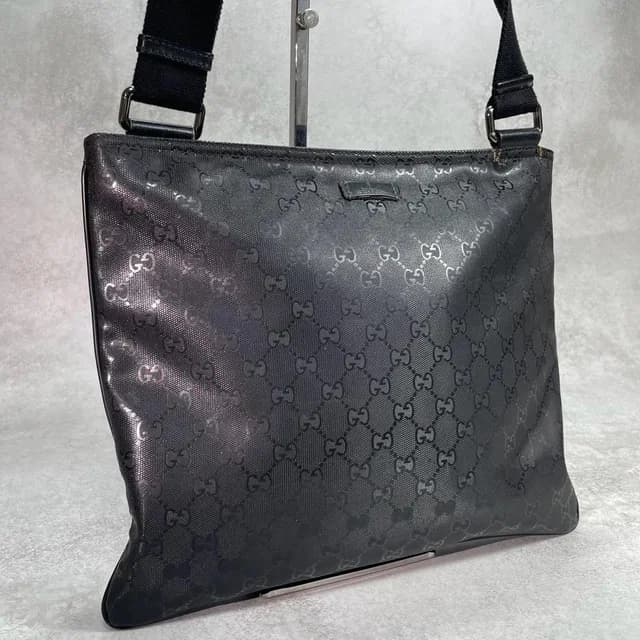 Gucci GG Shoulder Bag Imprime Black Leather Logo in Black Leather from The Reluxe, photo 1 of 1
