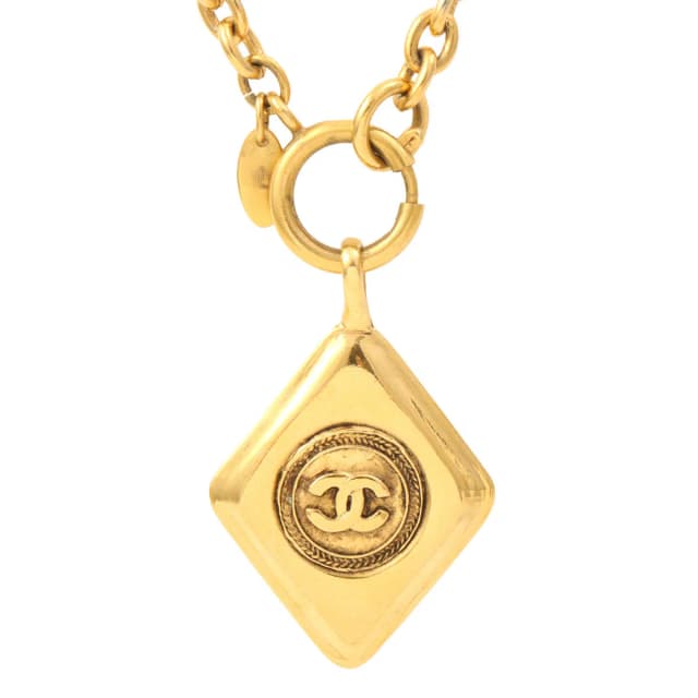 Chanel Diamond motif CC mark necklace gold from VINTAGE QOO TOKYO, photo 1 of 1