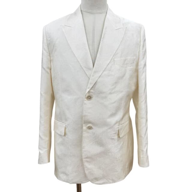 Dior Homme 100% Silk Logo Button Jacquard Single Tailored Jacket White 50 in White Silk from The Reluxe, photo 1 of 1